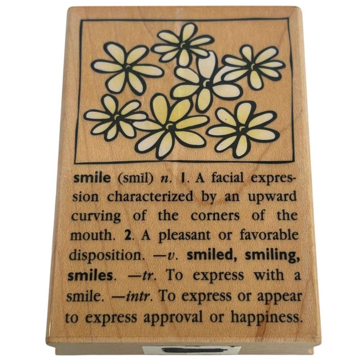 Hero Arts Wood Rubber Stamp Smile Dictionary Design Definition Word Daisy Flower