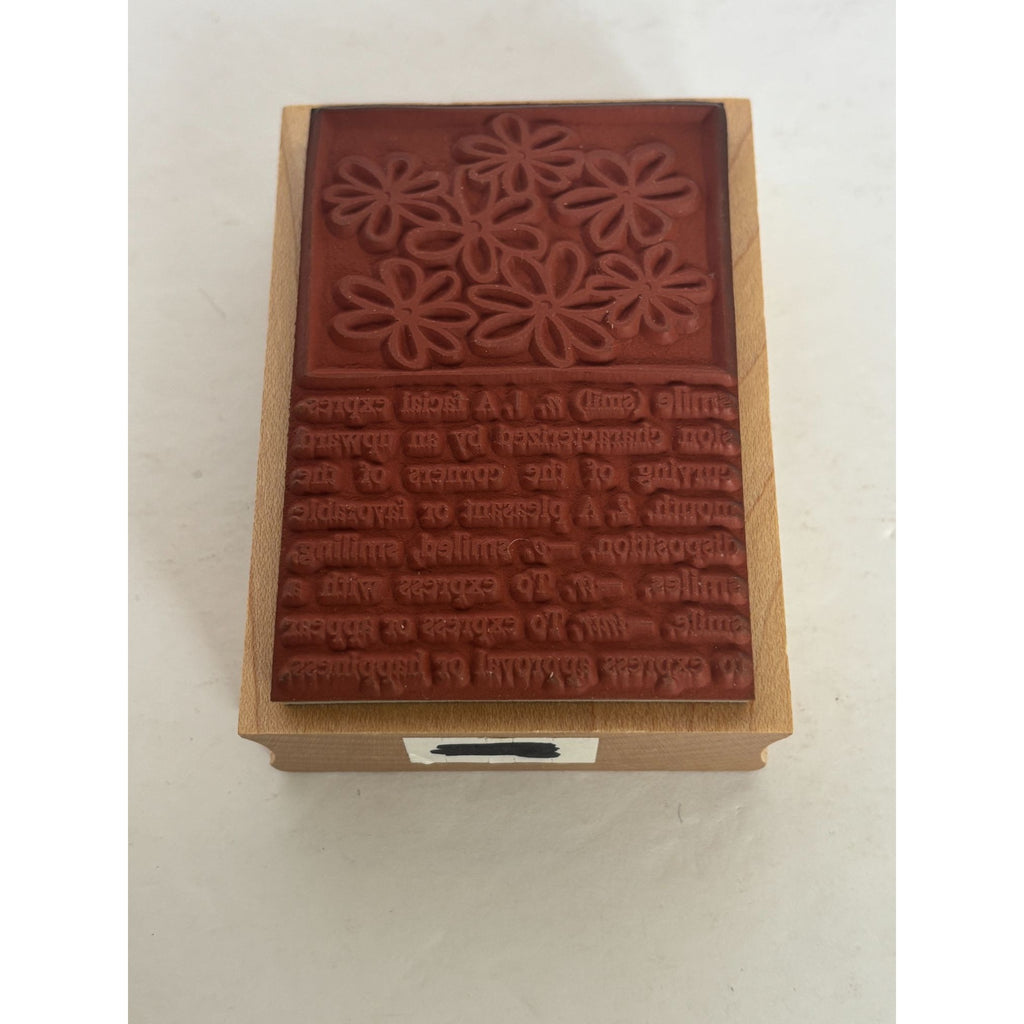 Hero Arts Wood Rubber Stamp Smile Dictionary Design Definition Word Daisy Flower