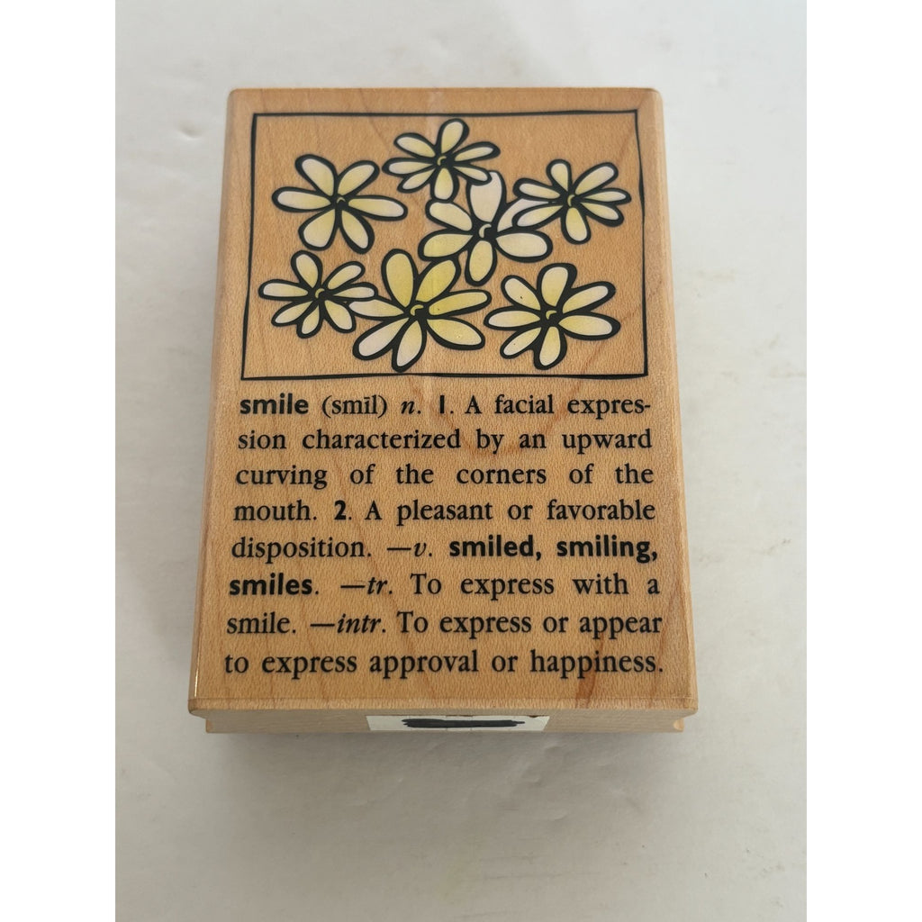 Hero Arts Wood Rubber Stamp Smile Dictionary Design Definition Word Daisy Flower