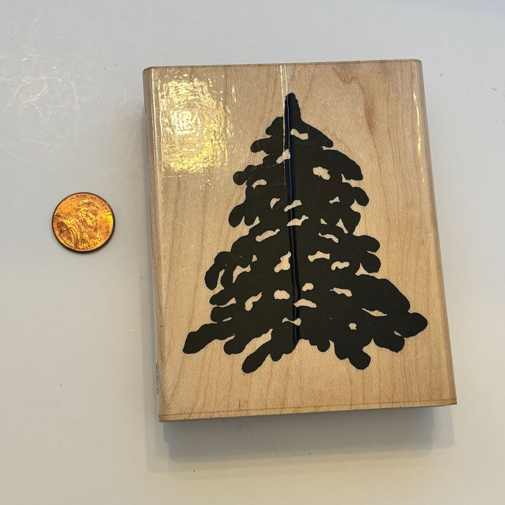 PrintWorks Rubber Stamp Evergreen Pine Tree Silhouette Nature Holiday Christmas Cardmaking Wood Mounted Woodland