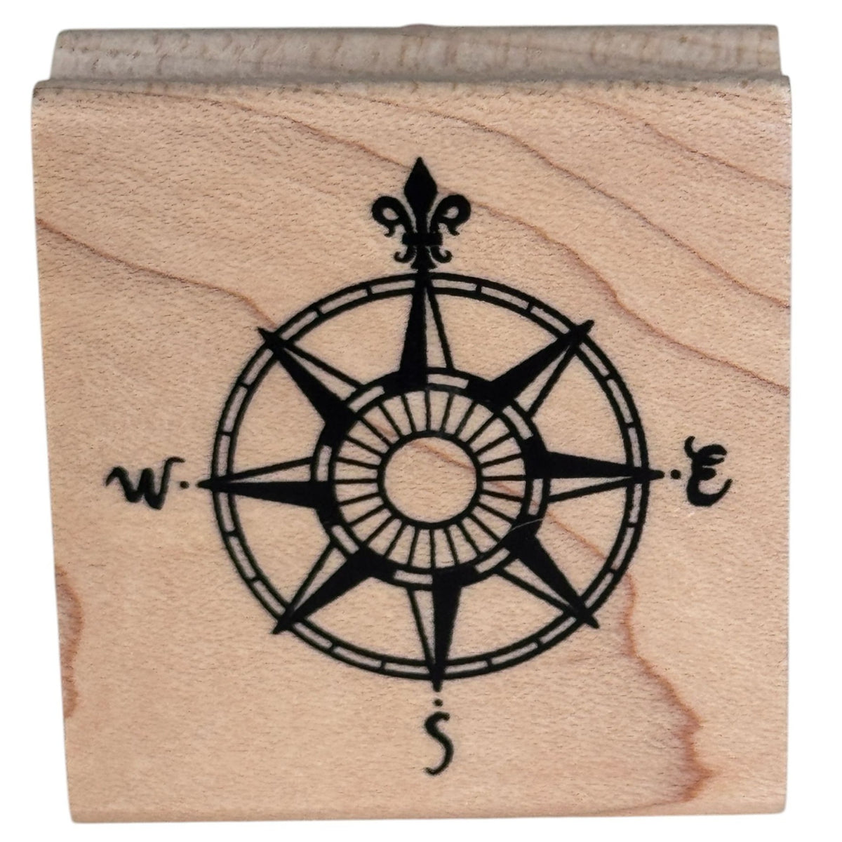 Stampabilities Rubber Stamp Vintage Compass Rose Nautical Travel Map Scrapbook Card Making Wood Mounted