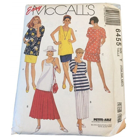 McCalls Sewing Pattern 6455 Easy Tank Tops and Skirts Summer Outfit XS S M Uncut