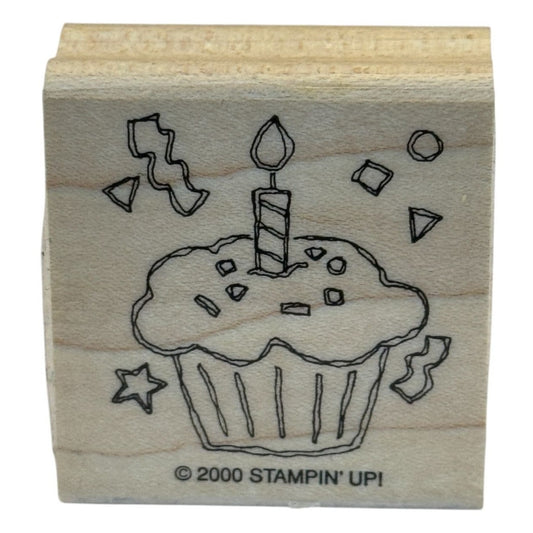 Stampin Up Rubber Stamp Cupcake Birthday Candle Party Celebration Card Making
