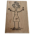 Stampin Up Rubber Stamp Funny Lady Holding Birthday Gift Box Present Smiling