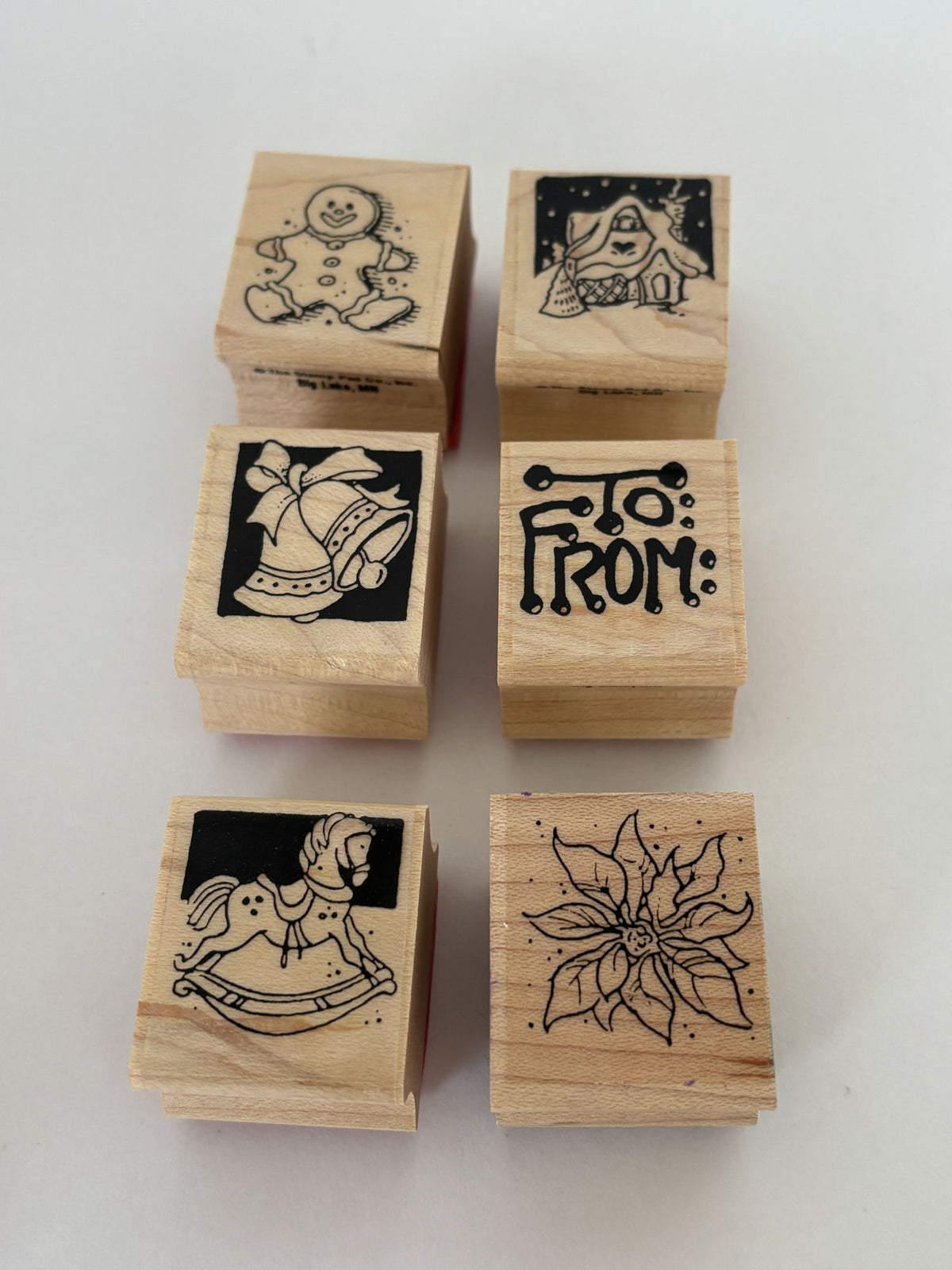 Stamp Pad Rubber Stamps Christmas Gift Tags To From Gingerbread Man Bells Set 6
