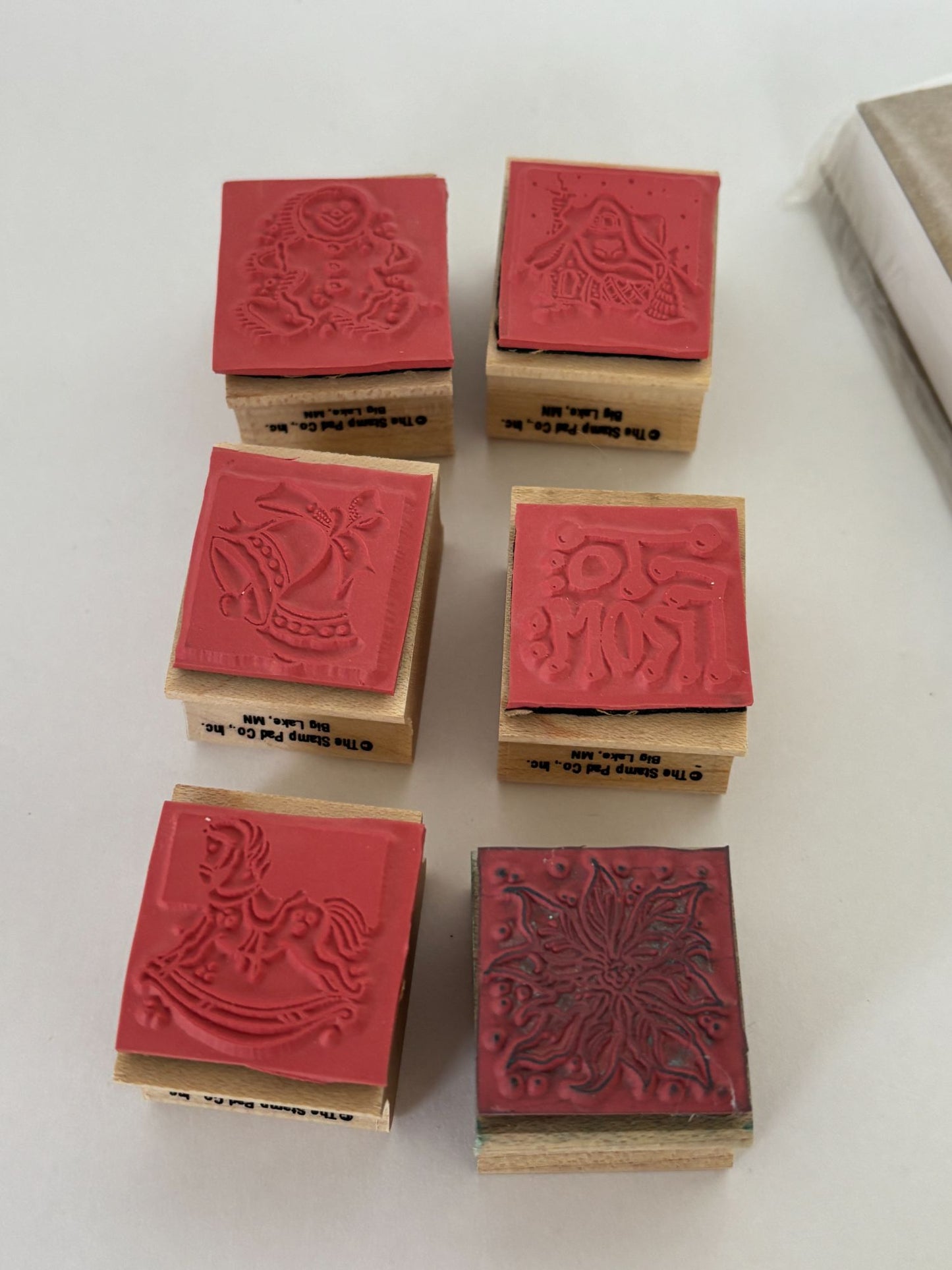 Stamp Pad Rubber Stamps Christmas Gift Tags To From Gingerbread Man Bells Set 6