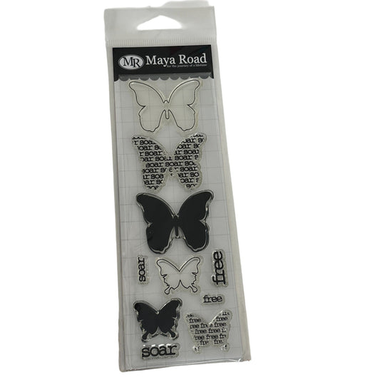 Maya Road Clear Stamp Set Photopolymer Soar Butterflies Spring Butterfly Spring Nature Cardmaking Craft