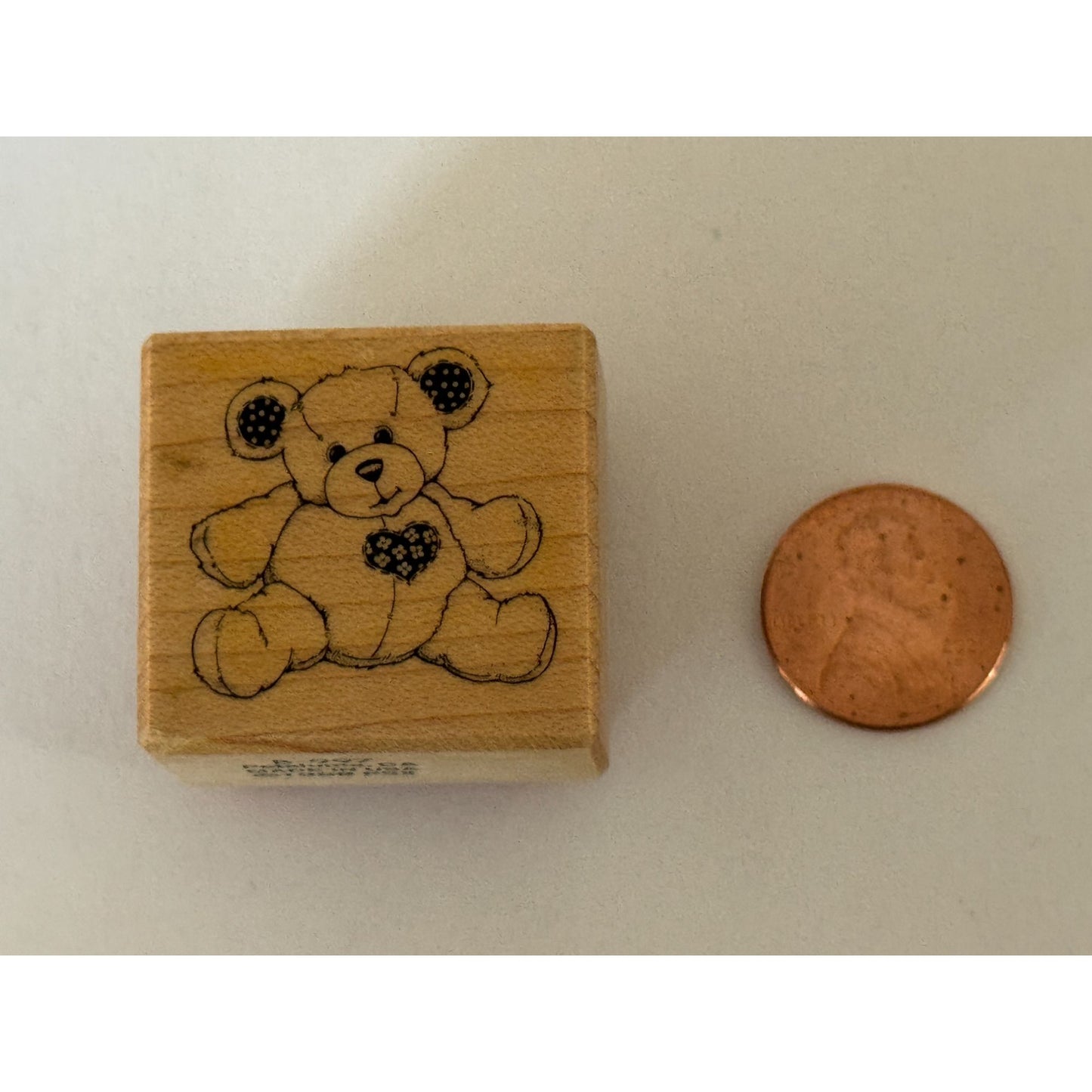 PSX Rubber Stamp Calico Bear Heart Patch Teddy Toy Small B997 Card Making