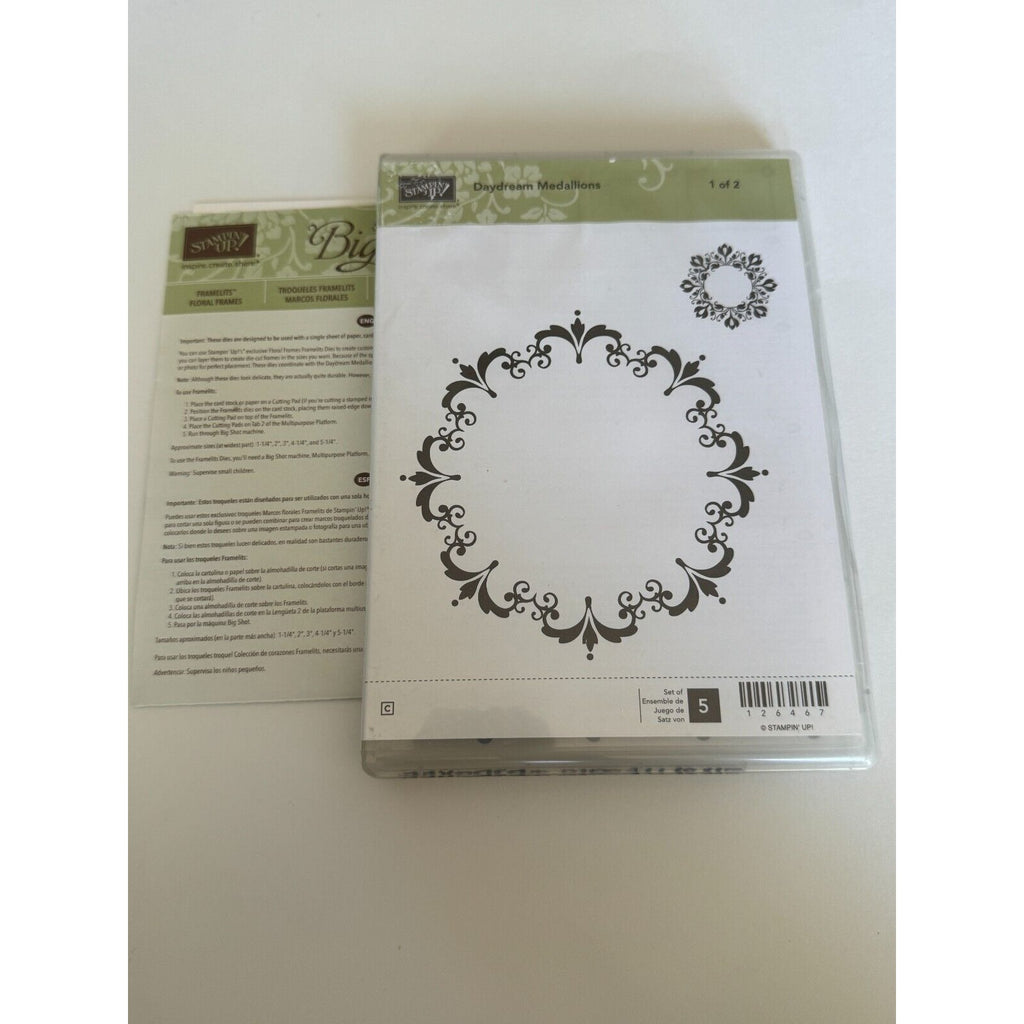 Stampin Up Cling Stamp Daydream Medallions Set 1 & 2 Framelits Dies Floral Frame