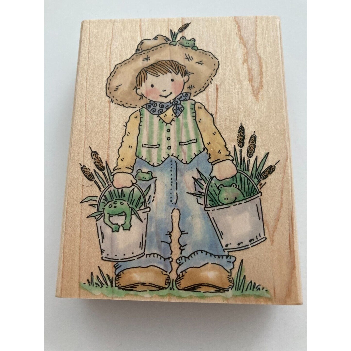 Penny Black Rubber Stamp Frog Farming Boy Cowboy Hat Country Farmer Card Making