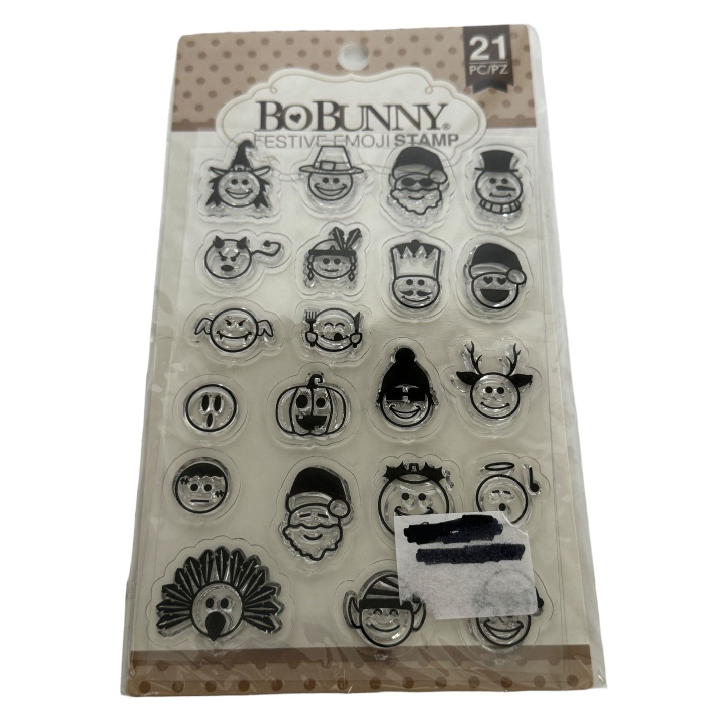 BoBunny Festive Clear Stamps Emoji Faces Santa Christmas Elf Holidays Snowman