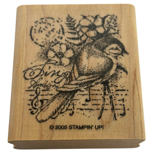 Stampin Up Rubber Stamp Bird Song Sing Music Flowers Nature Spring Card Making