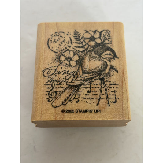 Stampin Up Rubber Stamp Bird Song Sing Music Flowers Nature Spring Card Making