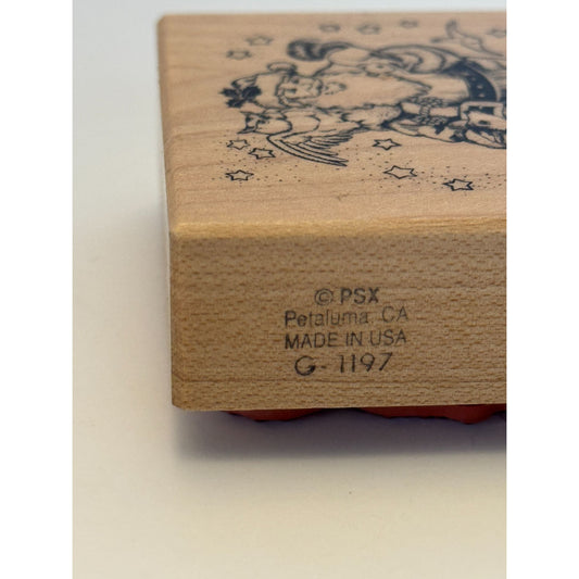 PSX Rubber Stamp Santa Claus and Friends Woodland Animals Raccoon Owl Squirrel