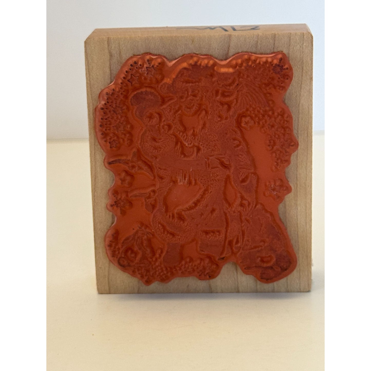 PSX Rubber Stamp Santa Claus and Friends Woodland Animals Raccoon Owl Squirrel
