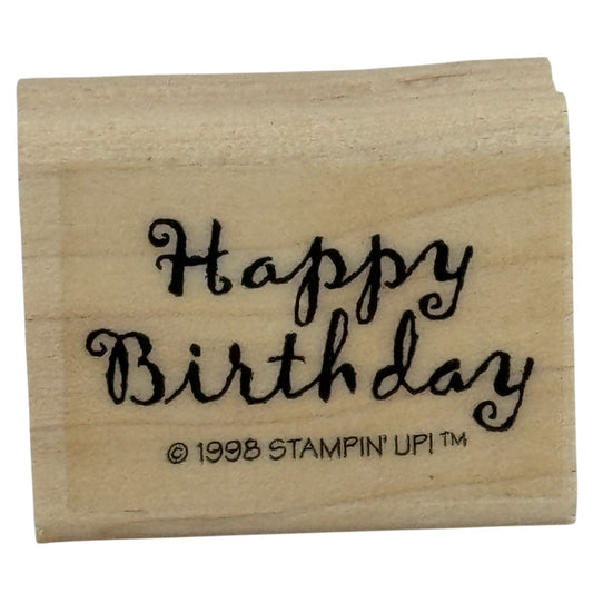 Stampin Up Rubber Stamp Happy Birthday Card Making Words Cursive Letters Wooden