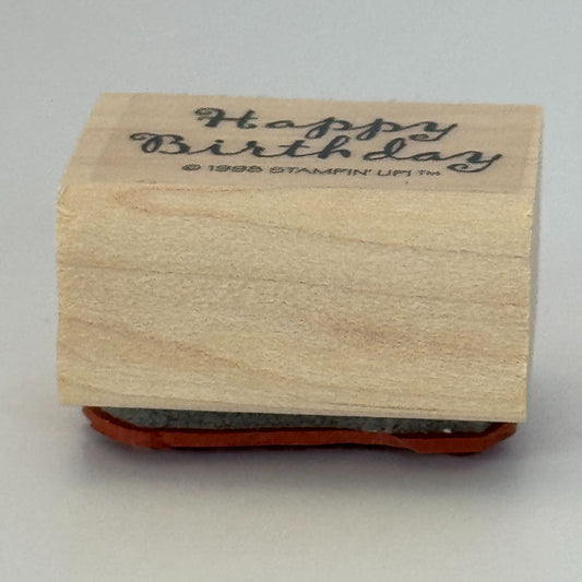 Stampin Up Rubber Stamp Happy Birthday Card Making Words Cursive Letters Wooden