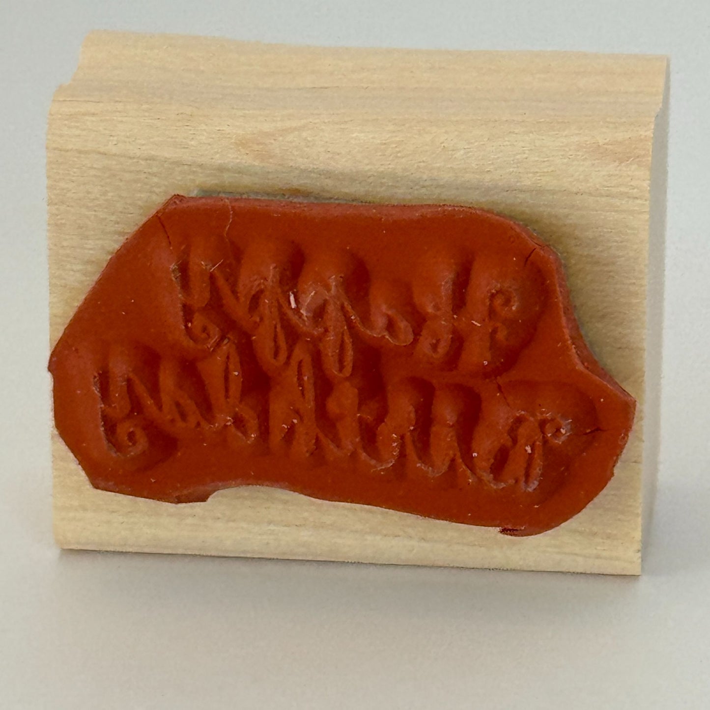 Stampin Up Rubber Stamp Happy Birthday Card Making Words Cursive Letters Wooden