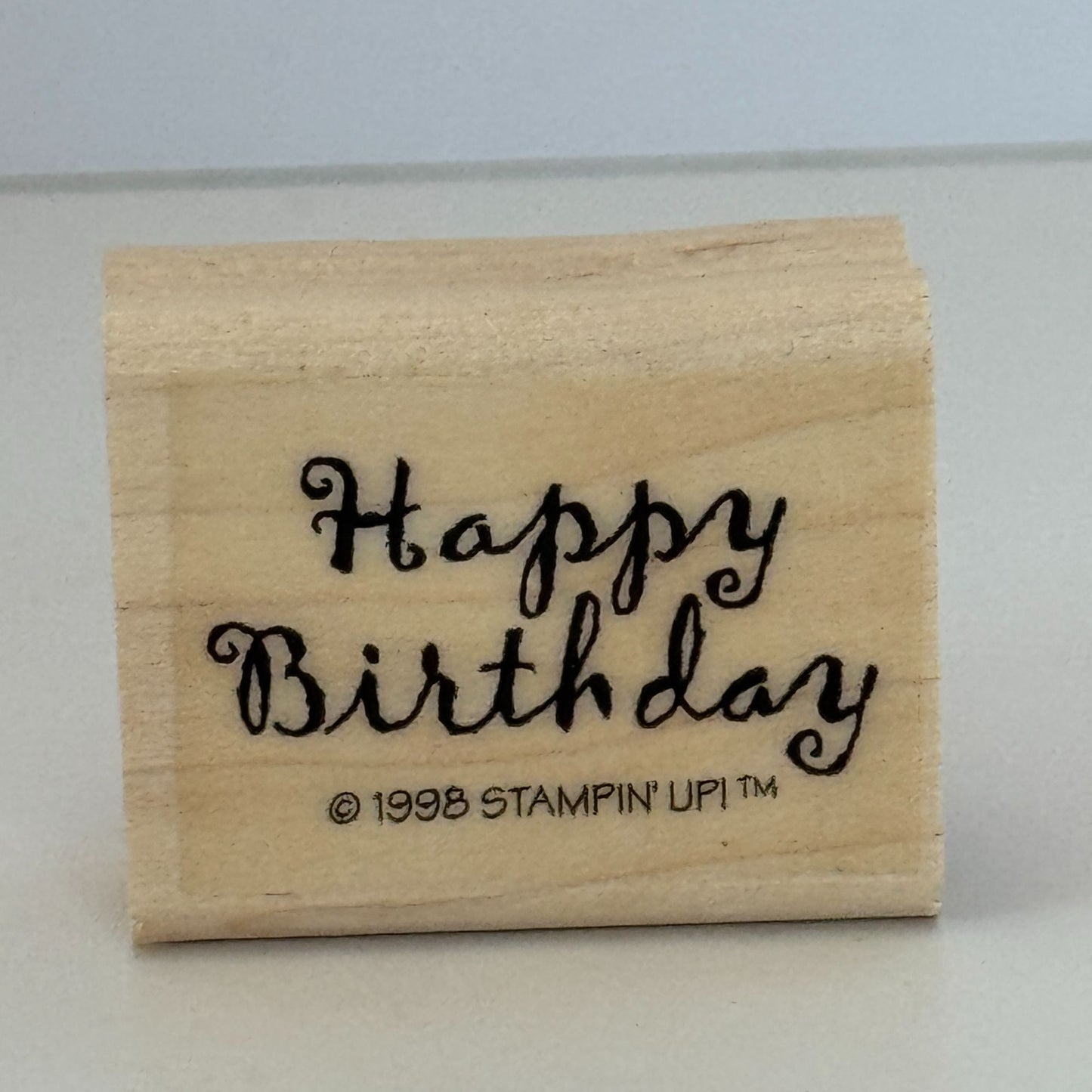 Stampin Up Rubber Stamp Happy Birthday Card Making Words Cursive Letters Wooden