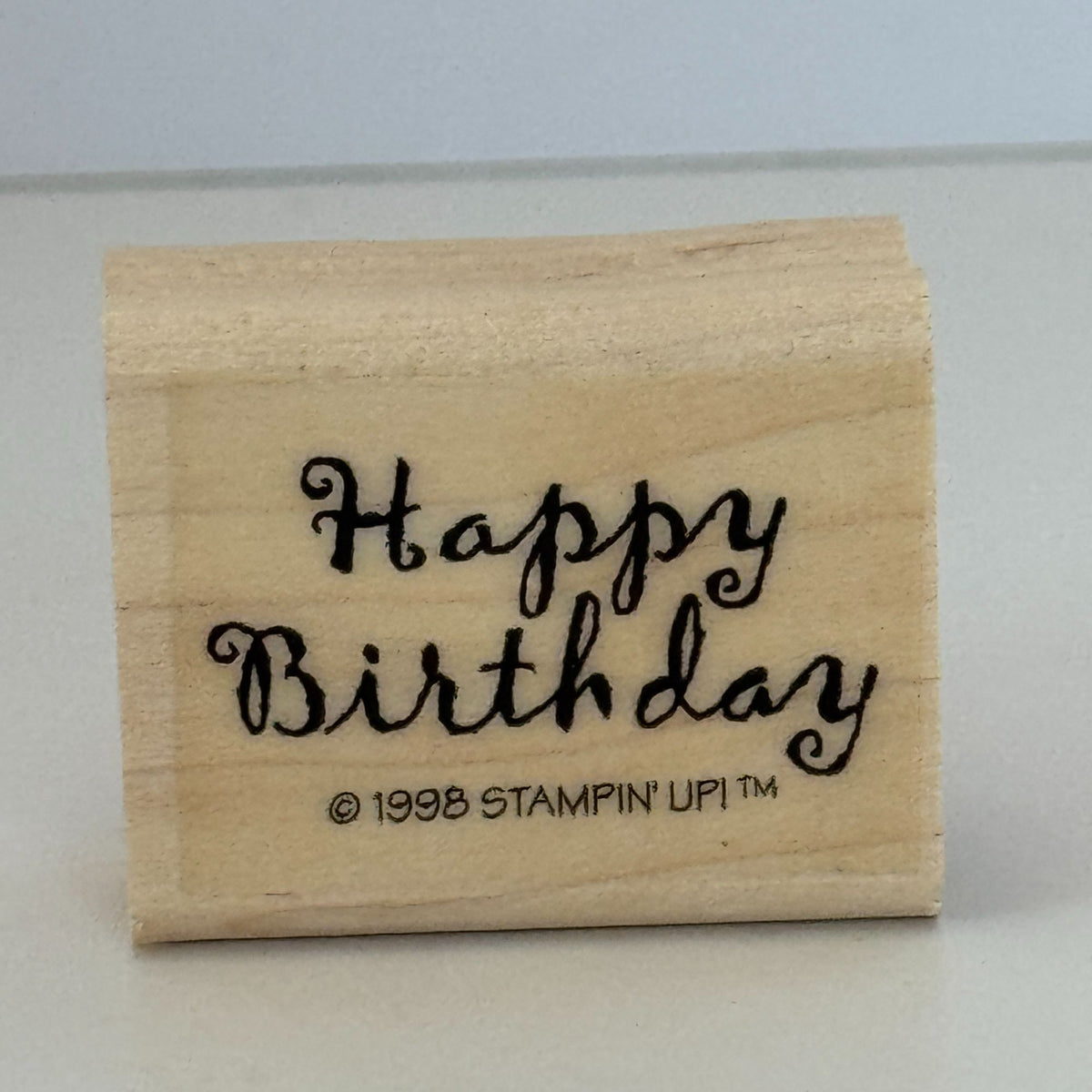 Stampin Up Rubber Stamp Happy Birthday Card Making Words Cursive Letters Wooden