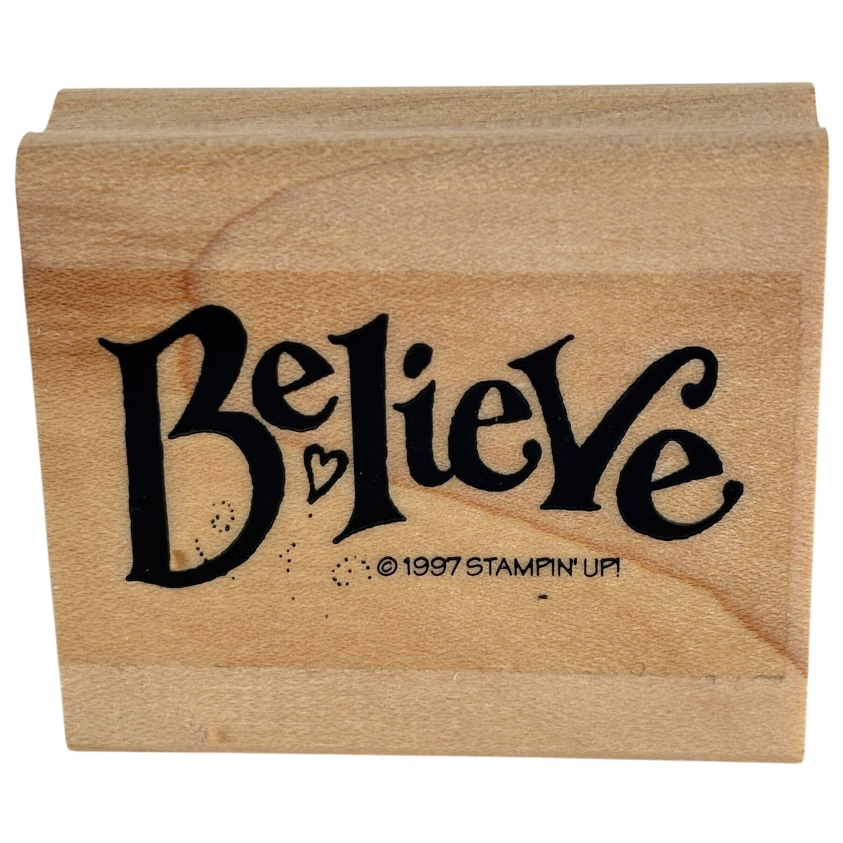 Stampin Up Believe Rubber Stamp Inspirational Encouragement Christmas Card Word Wood Mounted Motivational