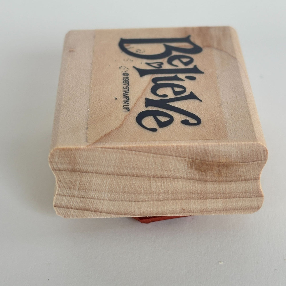 Stampin Up Believe Rubber Stamp Inspirational Encouragement Christmas Card Word Wood Mounted Motivational