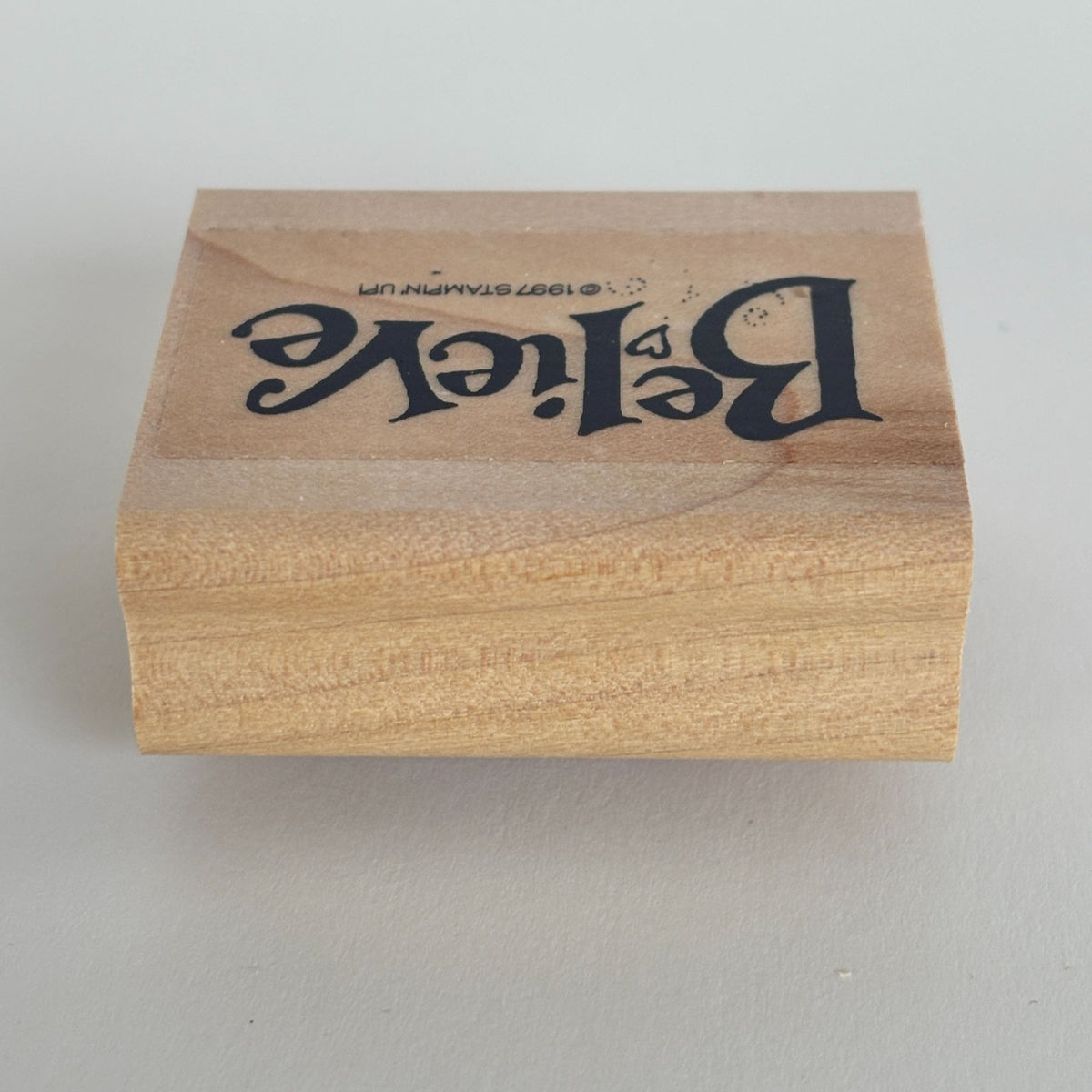 Stampin Up Believe Rubber Stamp Inspirational Encouragement Christmas Card Word Wood Mounted Motivational