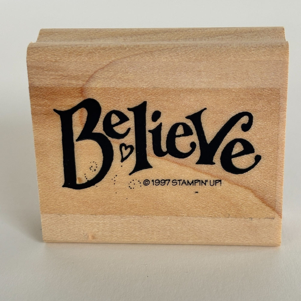 Stampin Up Believe Rubber Stamp Inspirational Encouragement Christmas Card Word Wood Mounted Motivational
