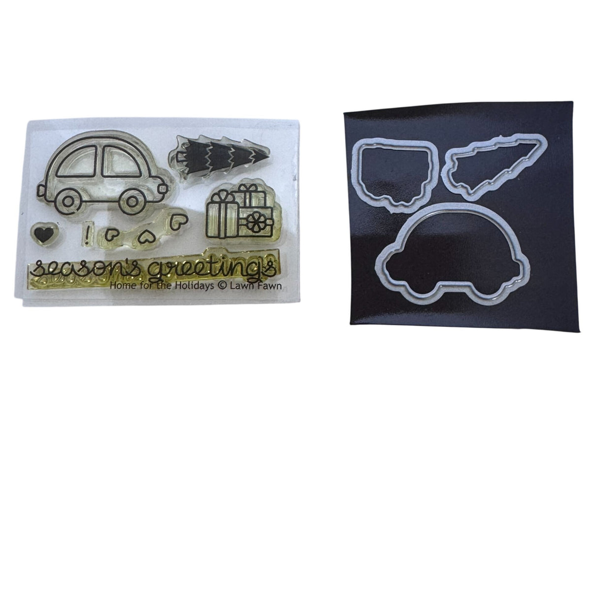 Lawn Fawn Home for the Holidays Clear Stamp and Die Set Christmas Tree Car Cardmaking