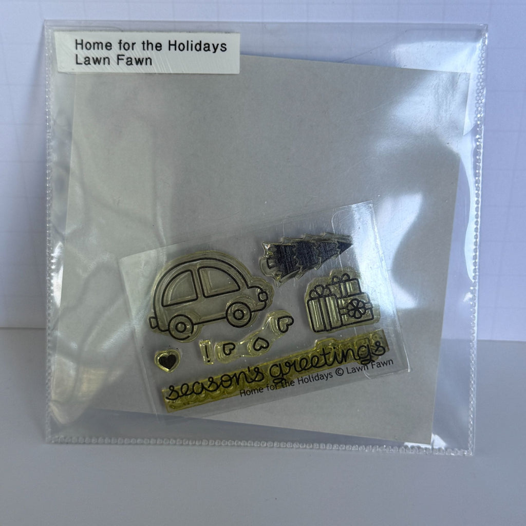 Lawn Fawn Home for the Holidays Clear Stamp and Die Set Christmas Tree Car Cardmaking