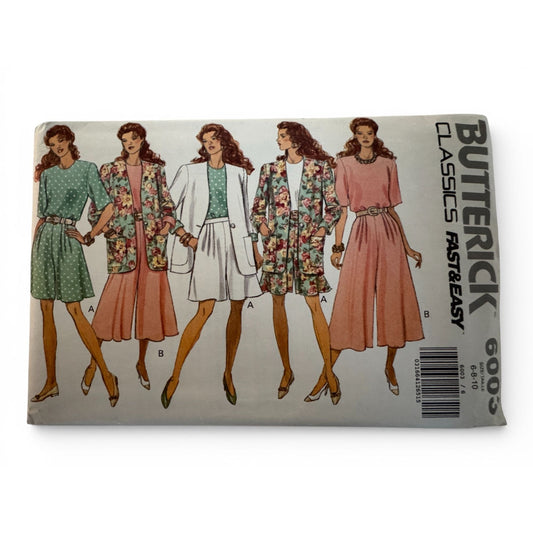 Butterick Classics 6009 Sewing Pattern Misses Jacket Top Skirt Split Skirt Easy Fast Sizes 6-10