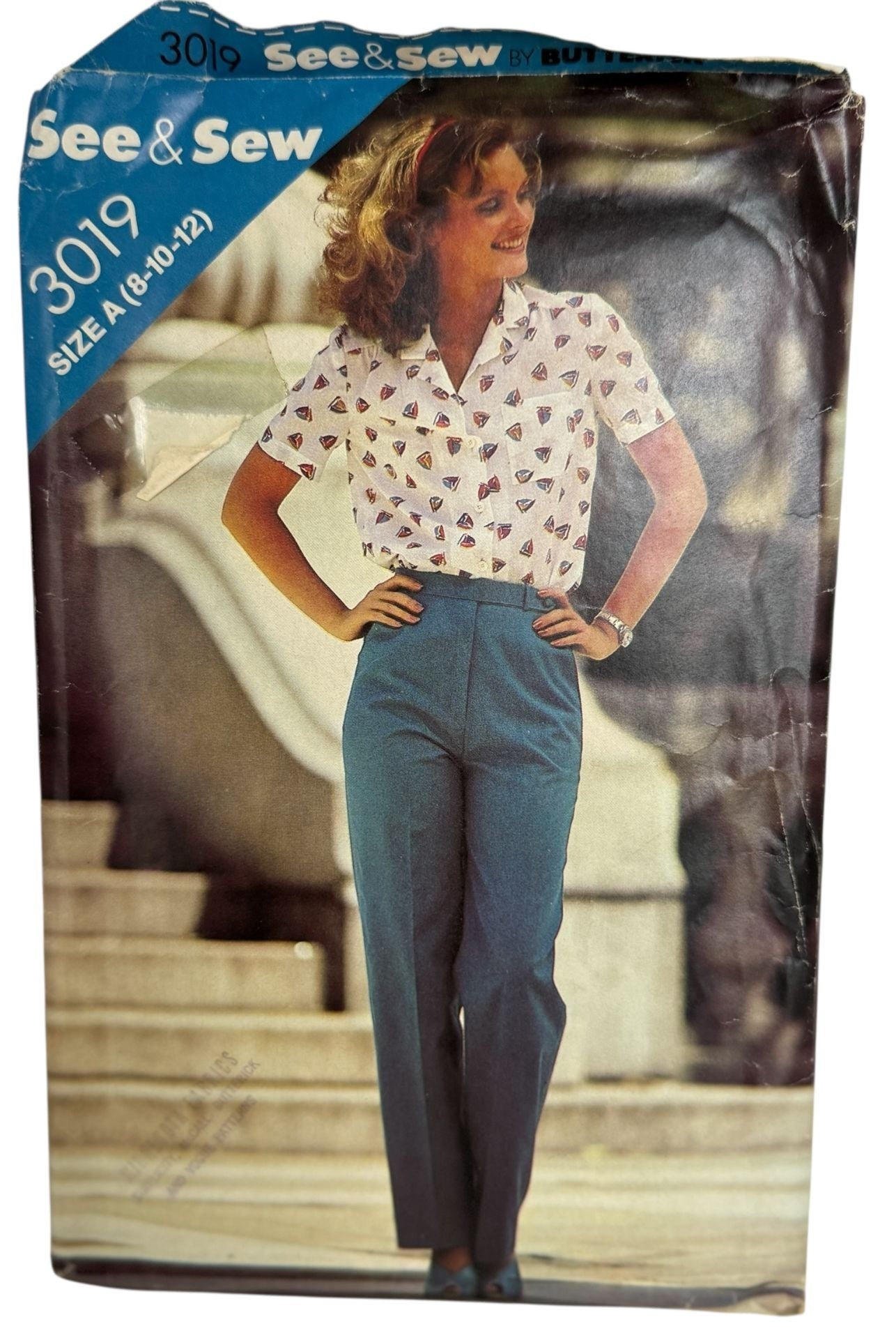 Butterick See & Sew Sewing Pattern 3019 Misses Blouse Straight Pants 8-12 Uncut