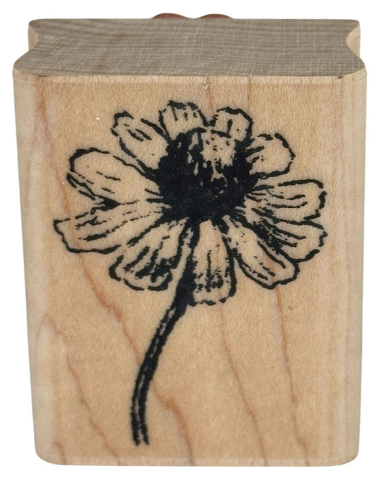 Kodomo Rubber Stamp Chamomile Flower on Stem Spring Garden Card Making Wooden