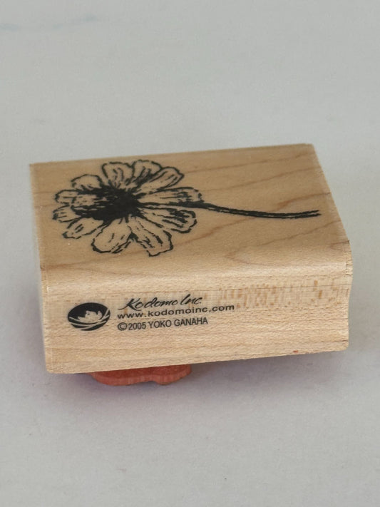 Kodomo Rubber Stamp Chamomile Flower on Stem Spring Garden Card Making Wooden