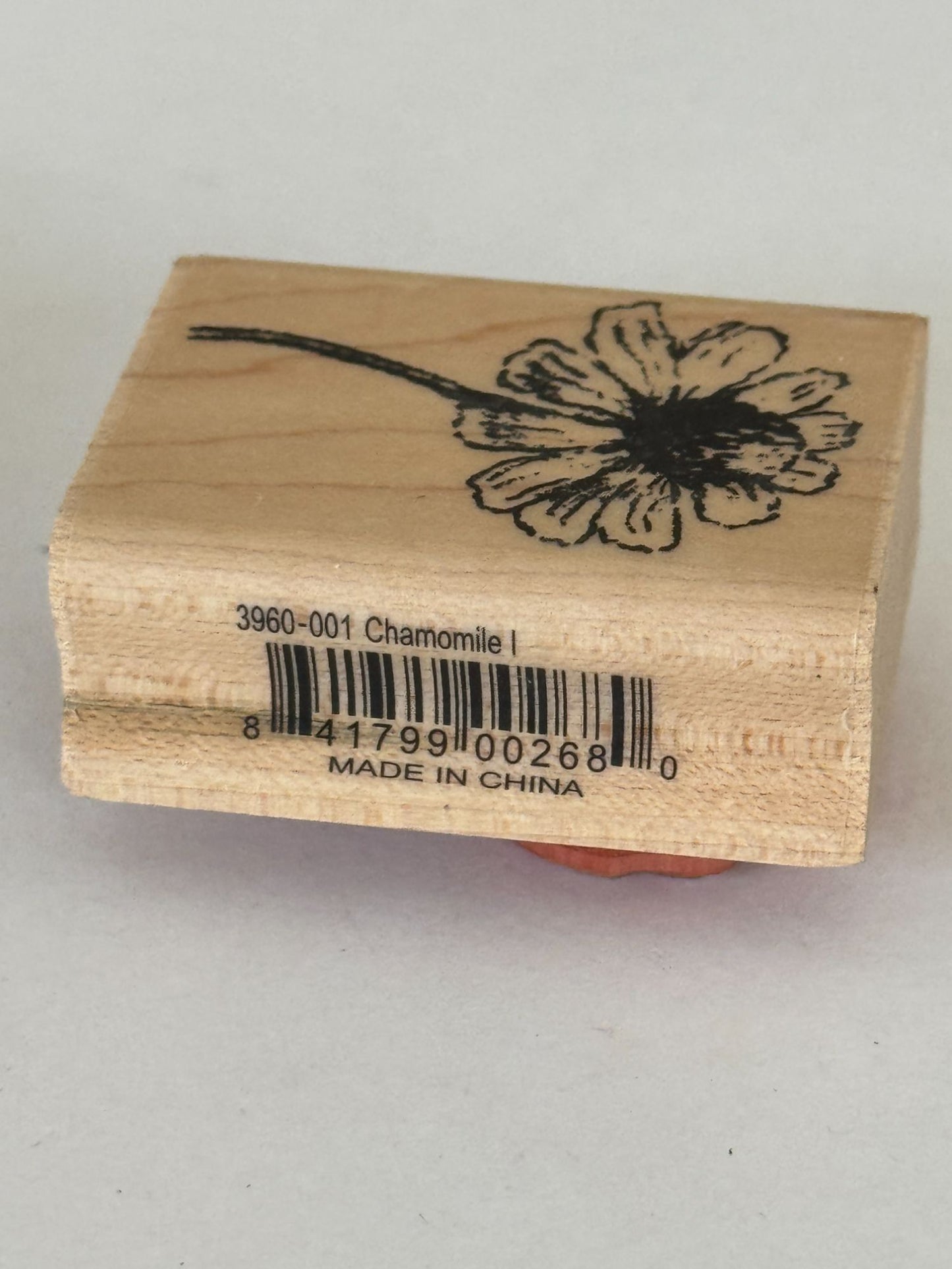 Kodomo Rubber Stamp Chamomile Flower on Stem Spring Garden Card Making Wooden