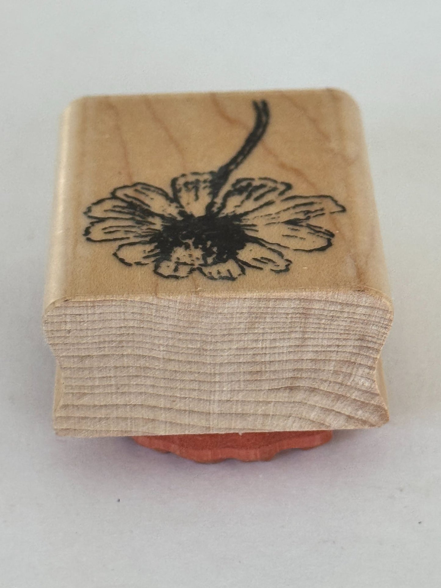 Kodomo Rubber Stamp Chamomile Flower on Stem Spring Garden Card Making Wooden