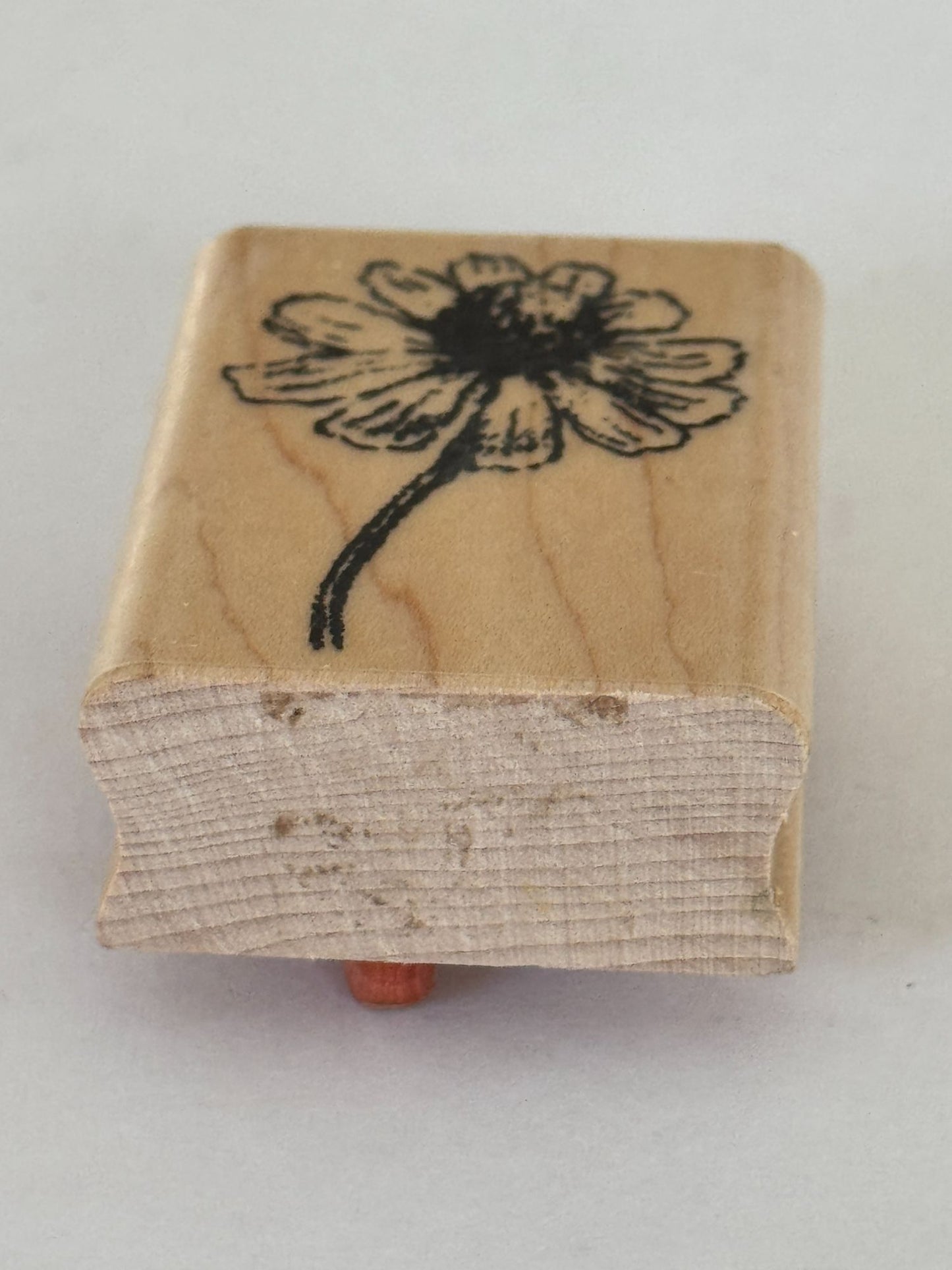 Kodomo Rubber Stamp Chamomile Flower on Stem Spring Garden Card Making Wooden