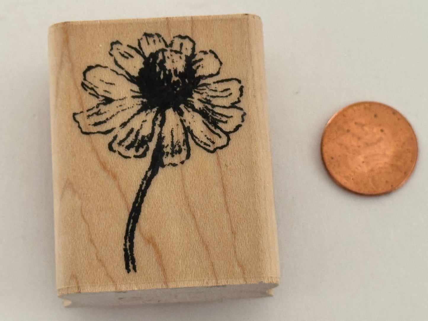 Kodomo Rubber Stamp Chamomile Flower on Stem Spring Garden Card Making Wooden