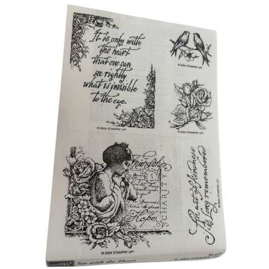 Stampin Up Rubber Stamp Set See With The Heart Birds Victorian Woman Romantic