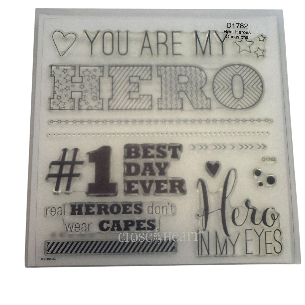 CTMH My Acrylix Acrylic Stamp Set D1782 Real Heroes Do Not Wear Capes Best Day