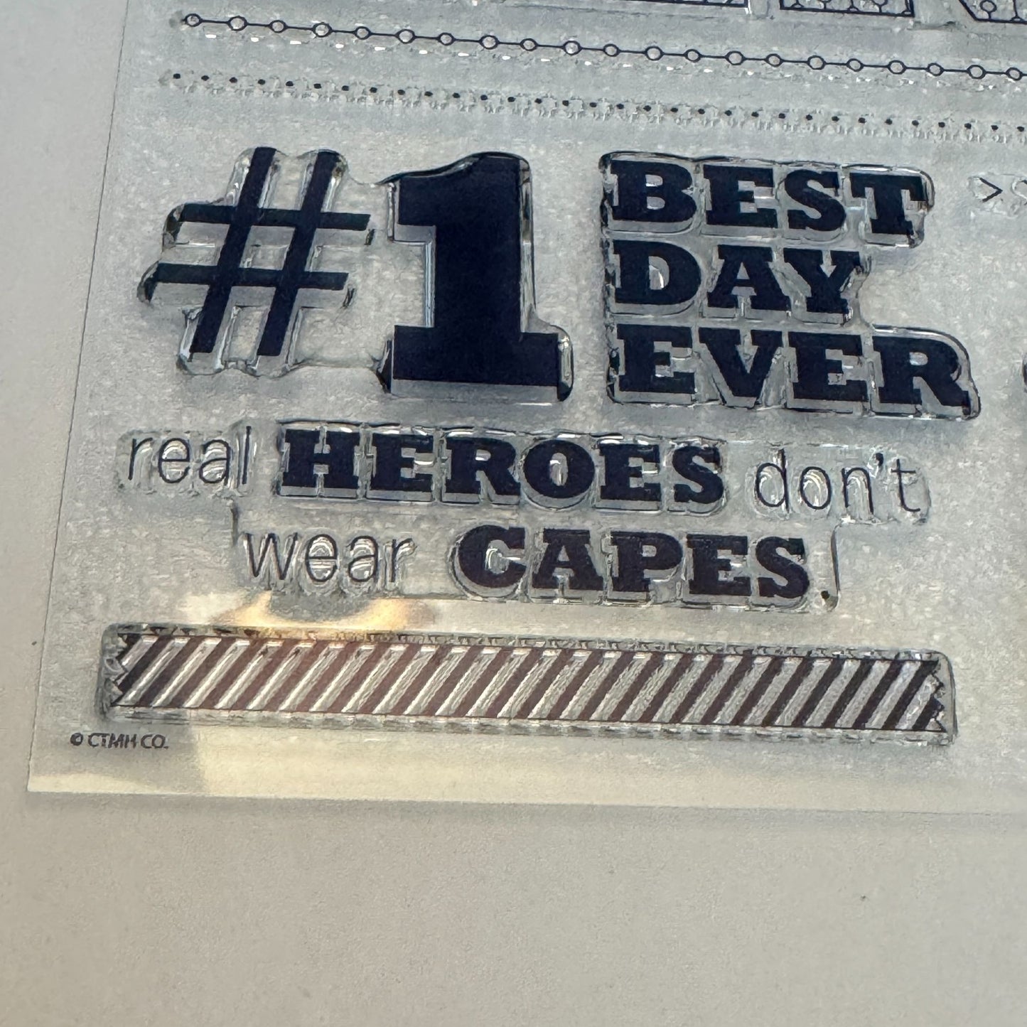 CTMH My Acrylix Acrylic Stamp Set D1782 Real Heroes Do Not Wear Capes Best Day