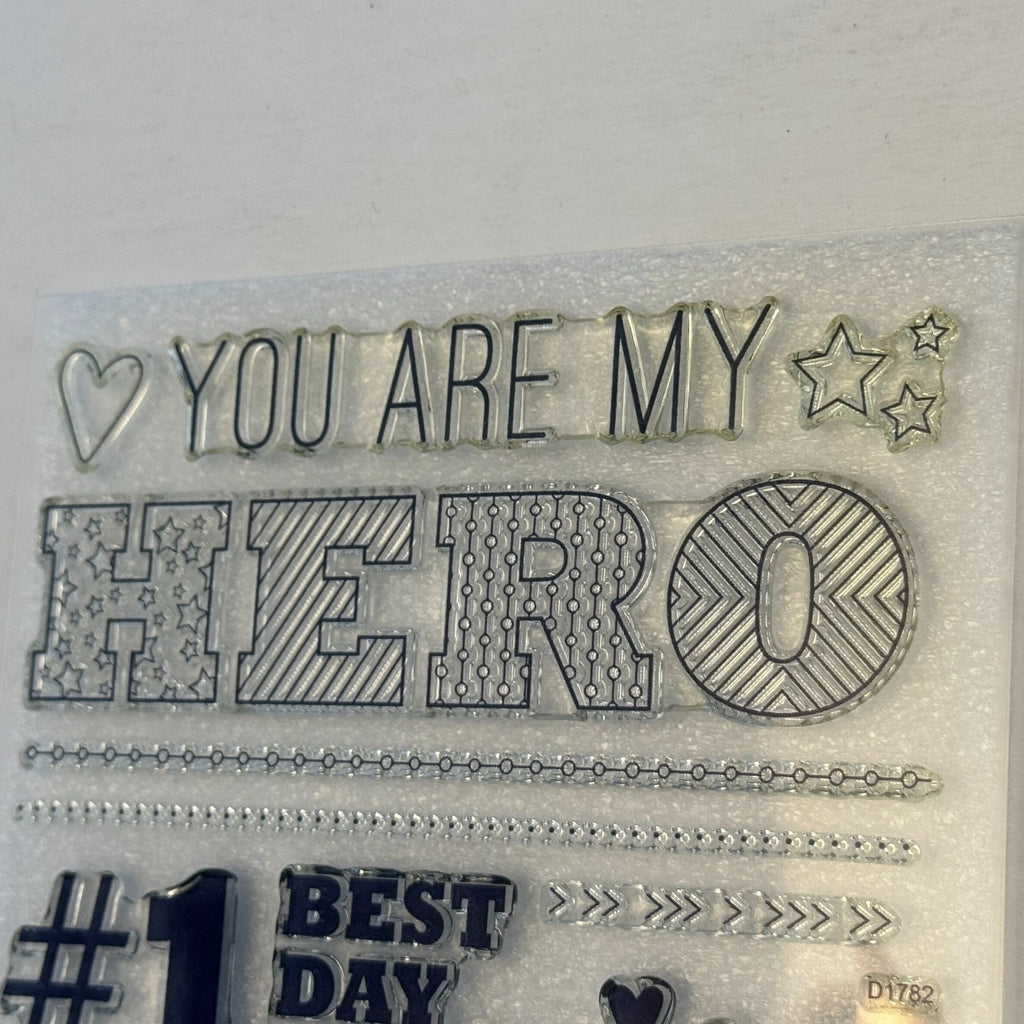 CTMH My Acrylix Acrylic Stamp Set D1782 Real Heroes Do Not Wear Capes Best Day