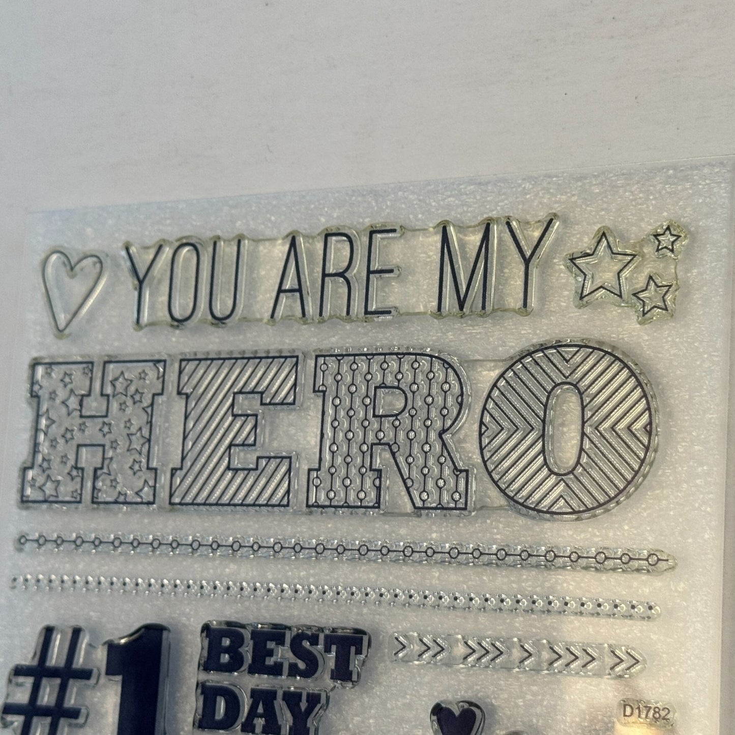CTMH My Acrylix Acrylic Stamp Set D1782 Real Heroes Do Not Wear Capes Best Day