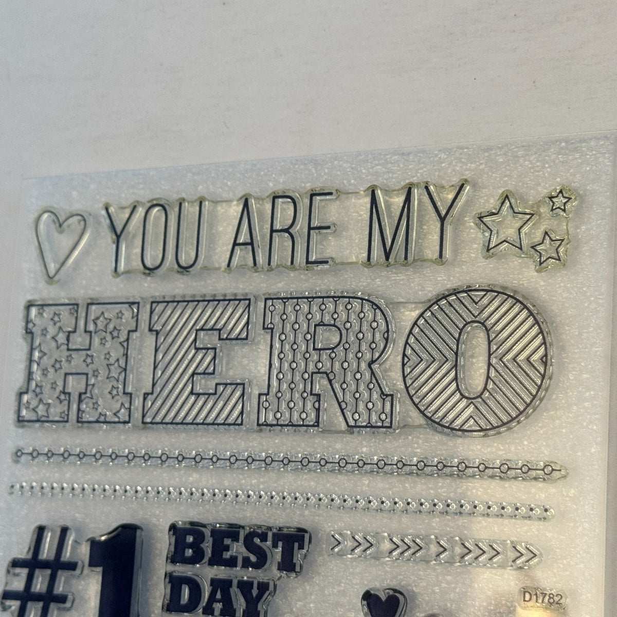 CTMH My Acrylix Acrylic Stamp Set D1782 Real Heroes Do Not Wear Capes Best Day