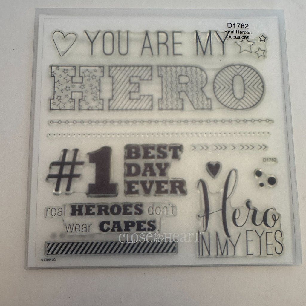 CTMH My Acrylix Acrylic Stamp Set D1782 Real Heroes Do Not Wear Capes Best Day