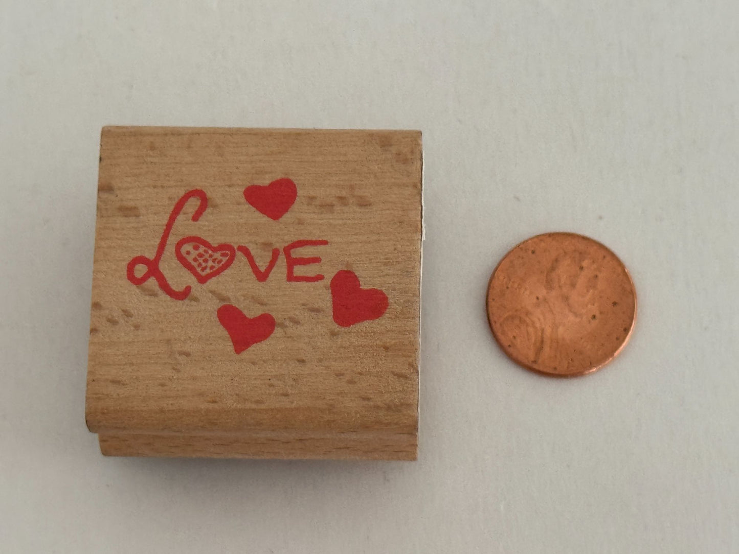 Greenbrier Rubber Stamp  Love Word with Hearts Valentines Day Card Making Word