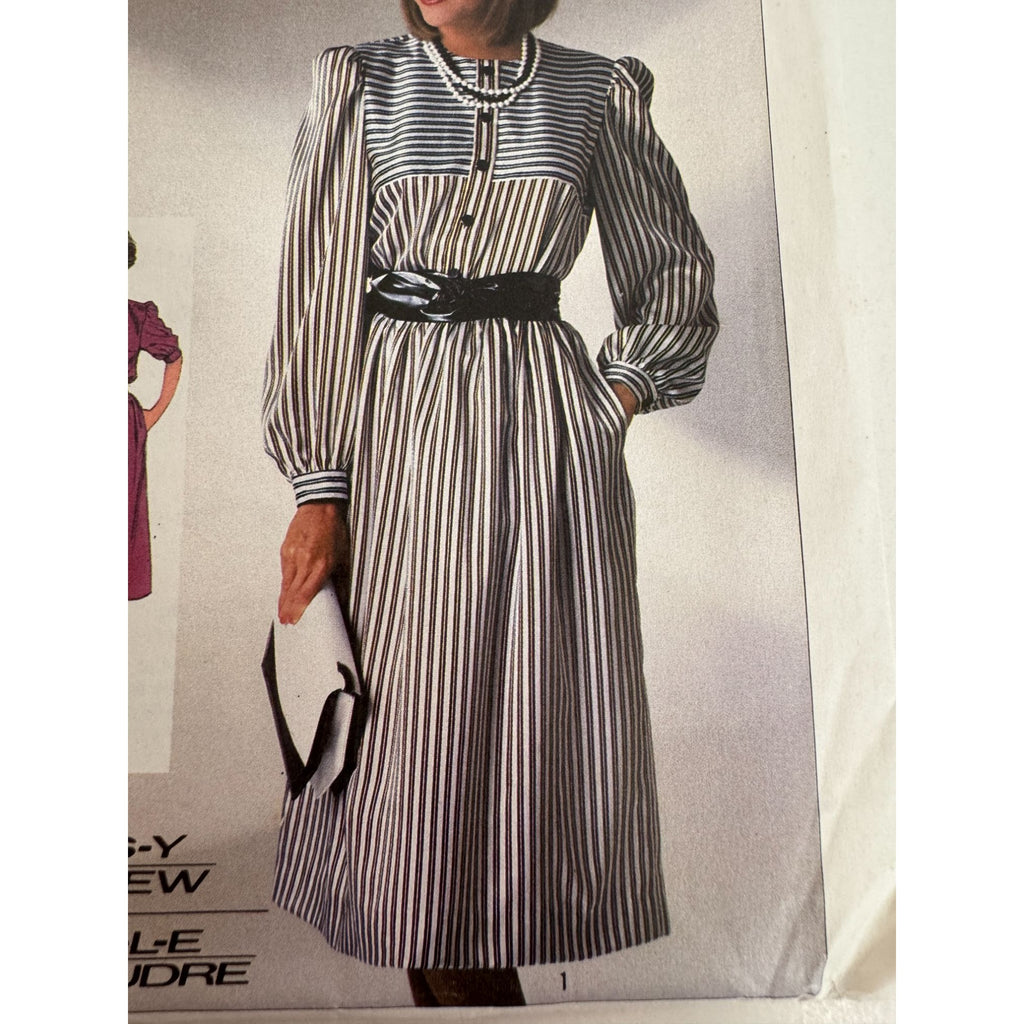 Simplicity Sewing Pattern 7276 Dress Balloon Sleeves 12 14 16 1980s Style Uncut