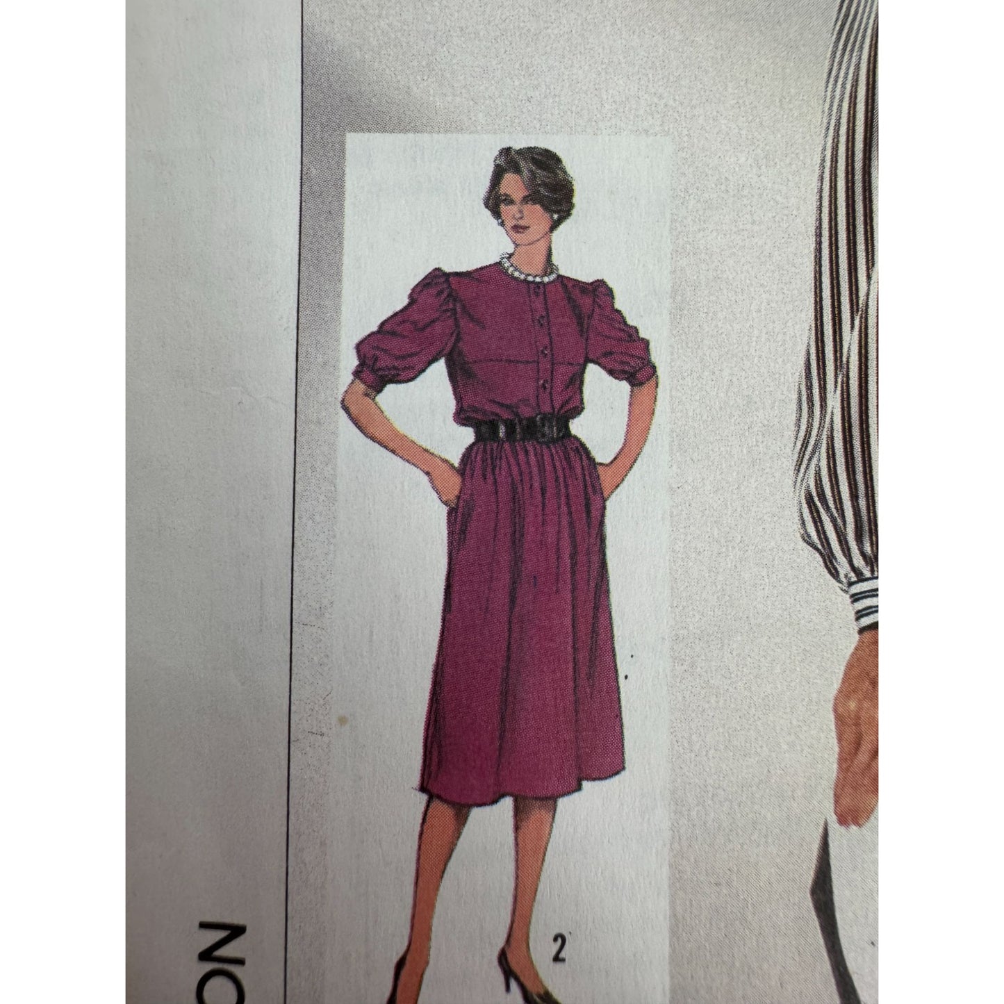 Simplicity Sewing Pattern 7276 Dress Balloon Sleeves 12 14 16 1980s Style Uncut