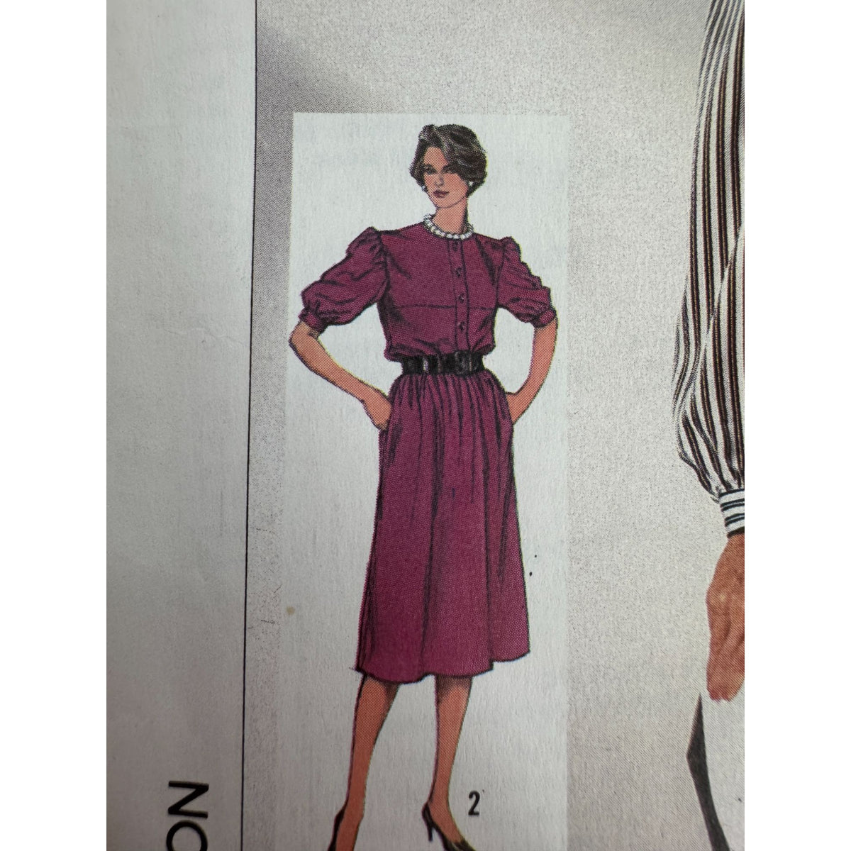 Simplicity Sewing Pattern 7276 Dress Balloon Sleeves 12 14 16 1980s Style Uncut