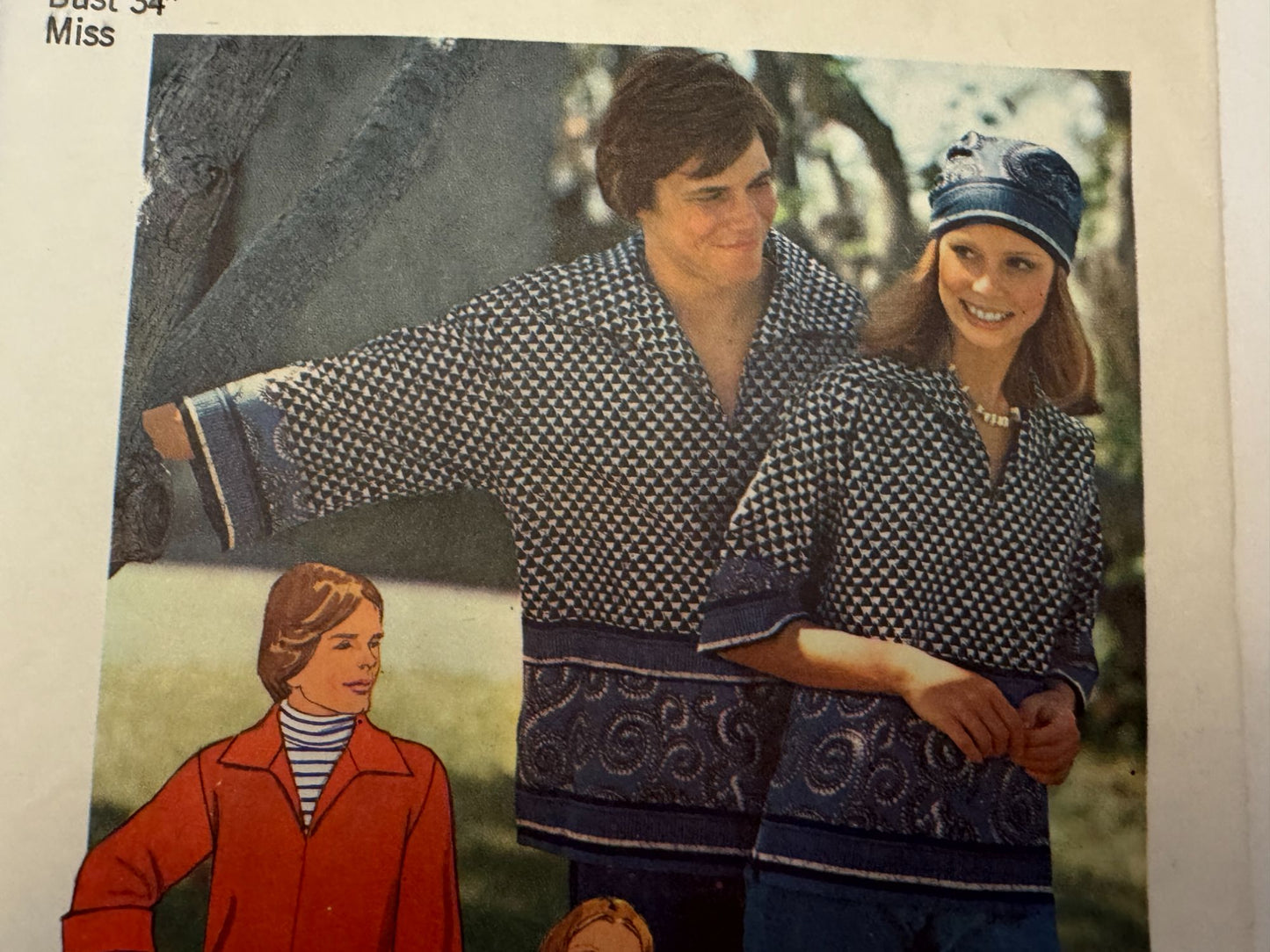 Simplicity Sewing Pattern 7121 Vintage Collared Shirt 1970s Size 12 Boho Uncut